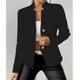 thumbnail image 5 of WTOBBY Women's Casual Solid Color Slim Fit Blazer Jacket Notched Collar Two Button Front Long Sleeve Suit Jacket Professional Office Wear,Black S, 5 of 6