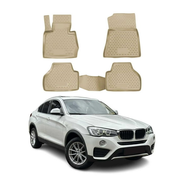 OMAC Floor Mats Liner for BMW X4 F26 2015-2018 Rubber TPE Beige 4Pcs