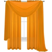 Orange Drape/Panels/Scarves/Treatment Beautiful Sheer Voile Window Elegance Curtains Scarf for Bedroom & Kitchen Fully Stitched and Hemmed 84 inch size, 3 piece set