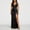 Black, variant on Dresses for Women Dressy Elegant Ruched V-Neck Sleeveless High Split Maxi Dress Comfort Bodycon Evening Prom Gown Formal Dress