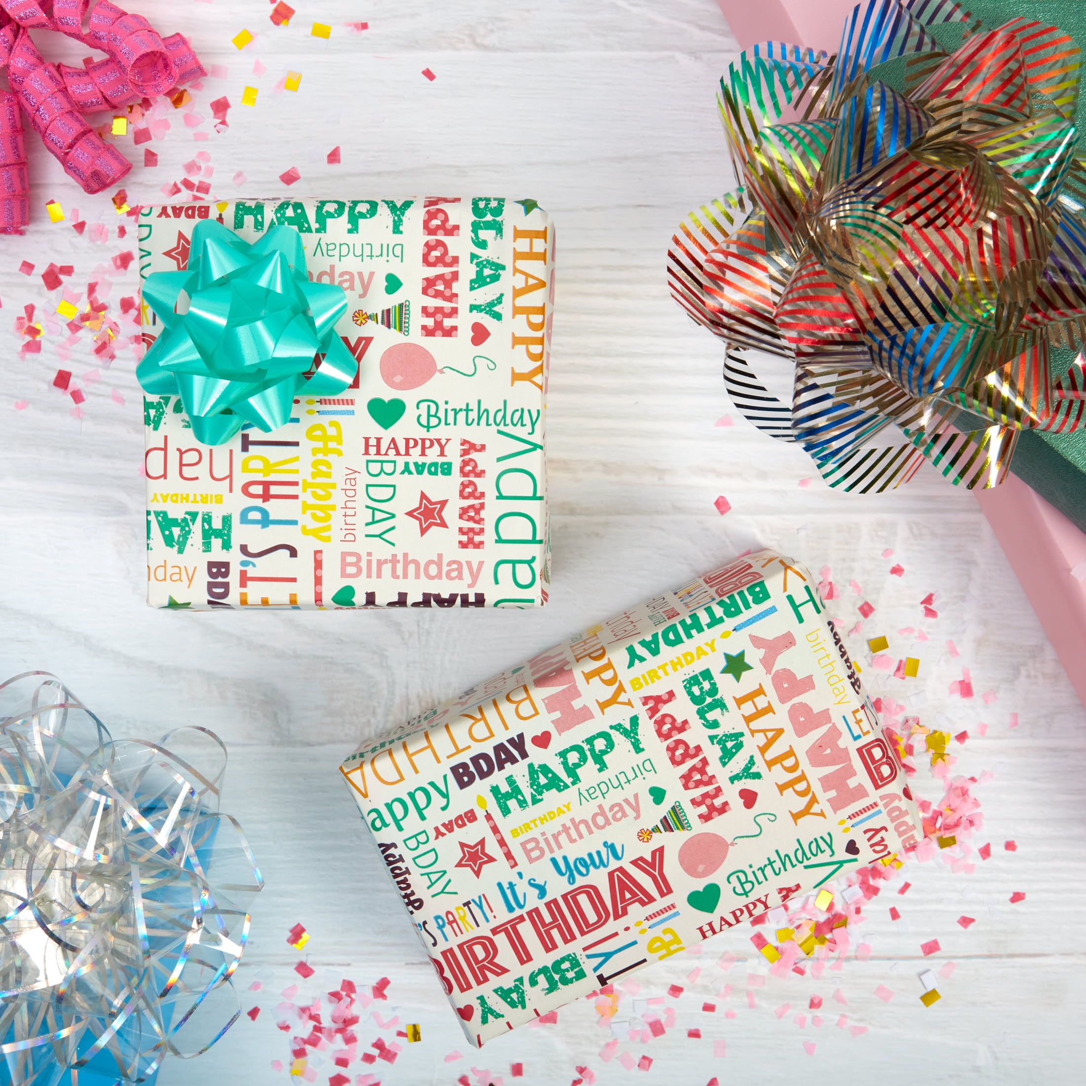 Multicolor Let’s Party Gift Wrap, 30" x 60", by Way To Celebrate