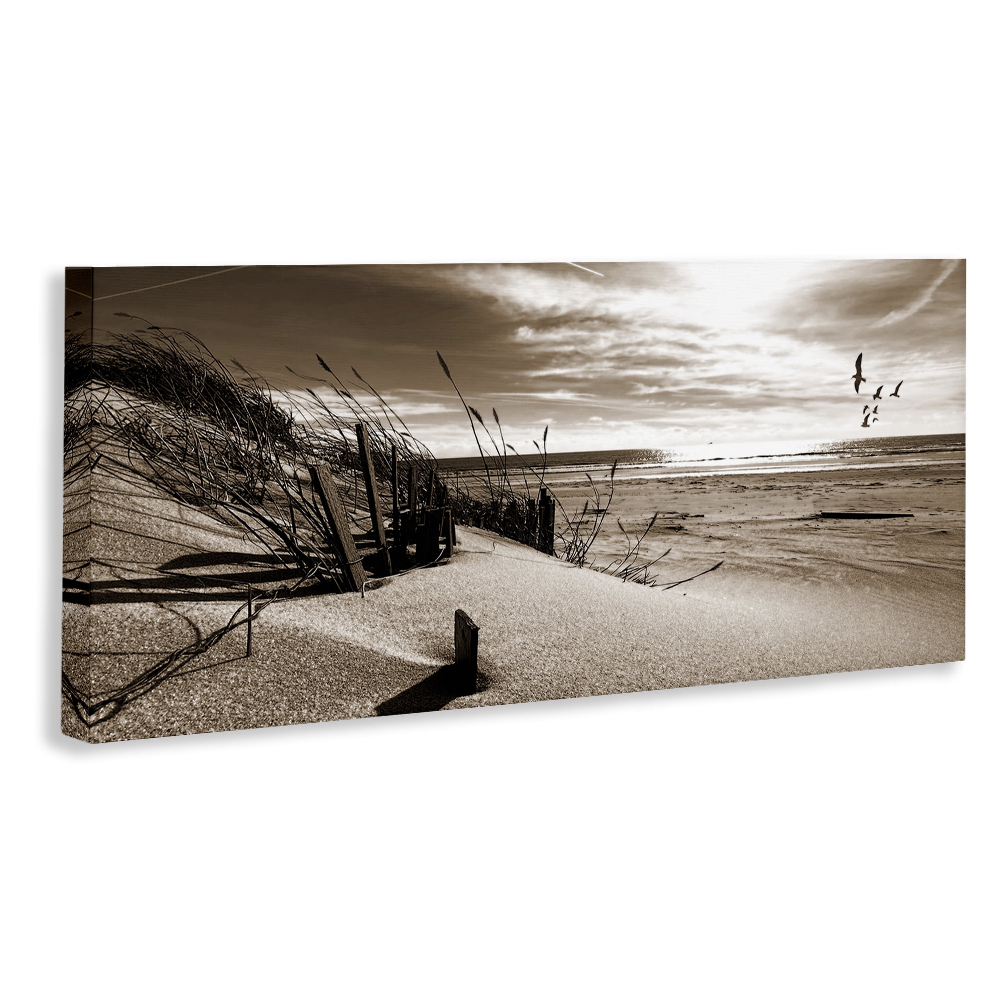 Stupell Industries Zen Sands Beach Landscape Photography Gallery Wrapped Canvas Art Print Wall Art, 40 x 17