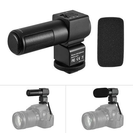 M101 Stereo Microphone Back Electret Condenser Microphone Video Recording Interview Microphone with Windscreen for Canon Nikon Sony and Other Mainstream DSLR