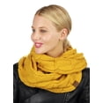thumbnail image 3 of C.C Women's Winter Cable Knit Sherpa Lined Warm Infinity Pullover Scarf, Mustard, 3 of 4