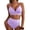 Purple, variant on SHEWIN Swimsuit Women Embroidered Floral Textured Bikini Sets 2 Piece High Waisted Bathing Suits Lace Up Back Scalloped V Neck Swimwear