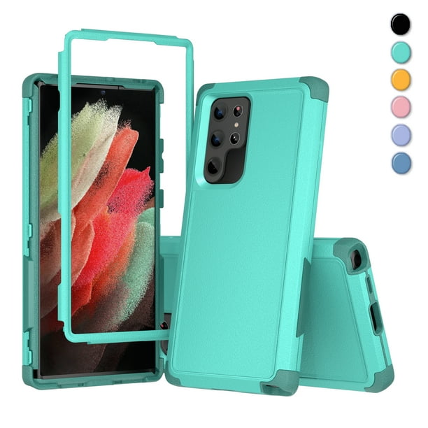 Xhy For Samsung Galaxy S22 Ultra Case 6 8 22 Rugged Rubber Durable 3 In 1 Protective Samsung S22 Ultra 5g Phone Cover For Girl Men Women Cute Teal Walmart Com