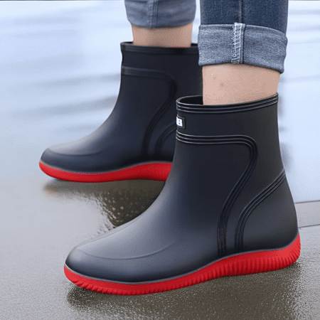 

SHENZHENXULIZX Comfy Durable Men‘s Trendy Solid Waterproof PVC Rain Boots - Non-slip Slip On Shoes for Outdoor Working and Fishing