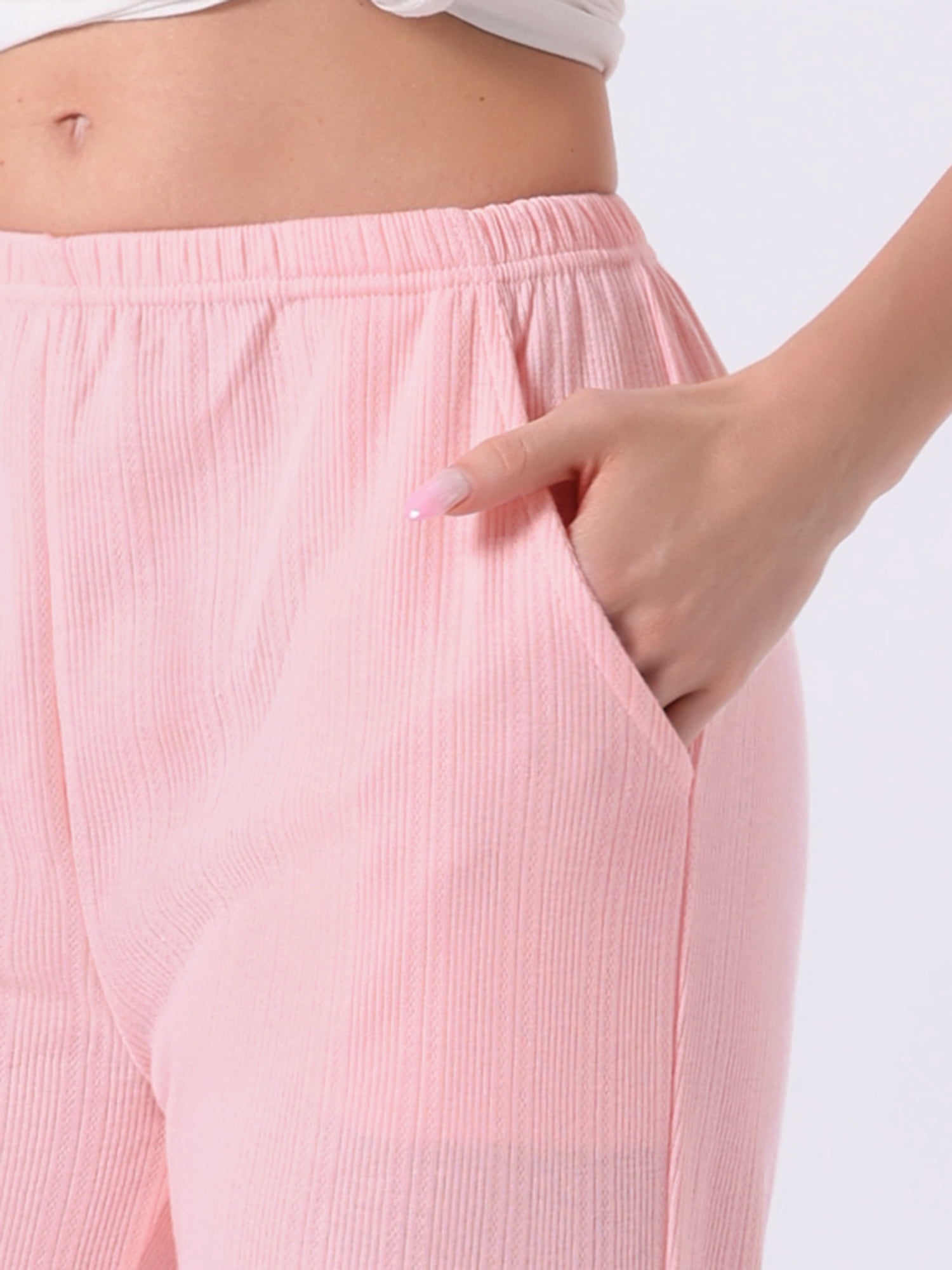 DARING DIVA Women's Cotton Knit Ribbed Elastic Waist Loungewear XS Pink