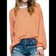thumbnail image 1 of Camiseta de Larga Extragrande para Mujer, Túnica A Rayas con Bloques de Color, Sudadera Holgada de Otoño con Cuello Redondo Naranja S, 1 of 10