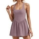 thumbnail image 1 of 2025 Vestido de tenis para mujer con pantalones cortos - Conjunto deportivo sin mangas, con cuello cuadrado y plisado, para hacer ejercicio, 1 of 5