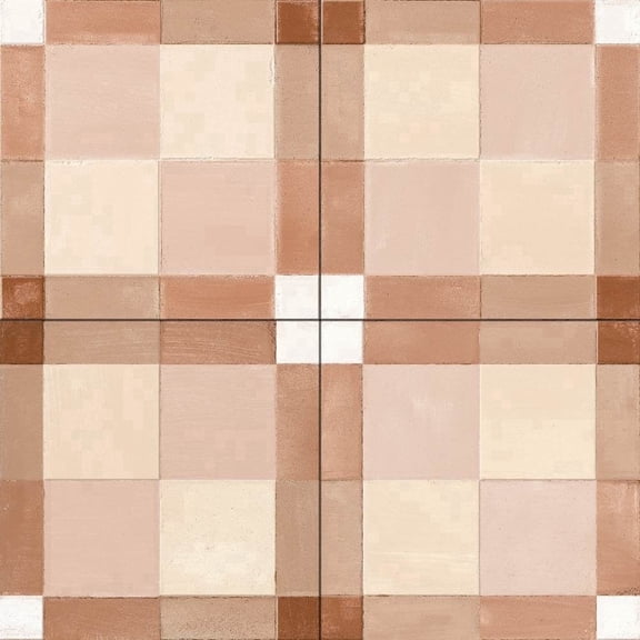 The Tile Life Reina Terracotto 8" x 8" Plaid Porcelain Floor and Wall Tile, Case (35 Tiles)