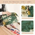 thumbnail image 4 of Wavy Quilted Cosmetic Bag Large-Capacity Travel Toiletry Organizer Includes 9-Piece Portable Travel Bottle Set Tropical Plants, 4 of 6