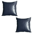 thumbnail image 2 of Boho Set of 2 Handcrafted Decorative Throw Pillow Cover Vegan Faux Leather Solid 20" x 20" Navy Blue Square for Couch, Bedding, 2 of 2