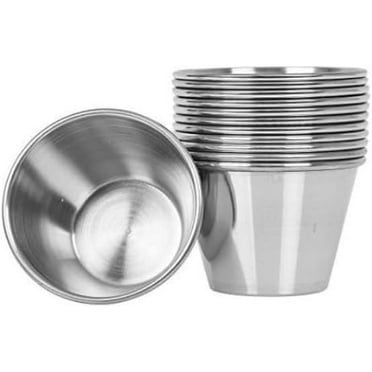 Soro Essentials- Set of 12 Stainless Steel 2.5 oz. Dipping Sauce Cups- Condiment Cups Individual Round Ramekin Small Metal Portion Cups for Kitchen Restaurant Camping BBQ Party Seafood