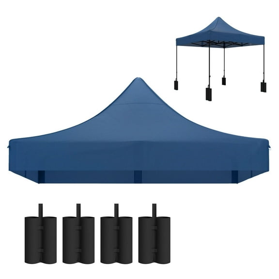 10x10 Canopy Replacement Top with Sand Bags, UPF50  - Navy Blue
