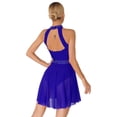 thumbnail image 4 of inhzoy Womens Halter Neck Dance Dress Rhinestone Ballerina Costumes Sleeveless Cutout Back Leotard Dress Royal Blue XXL, 4 of 7