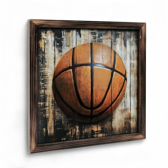 Paintings Art Prints : Sports Wall Decor for Boys Wooden Art Prints Bedroom, Vintage Sports Decor for Boys Room Rustic Basketball ,Ball Theme Painting Toddler Nursery Playroom Home Decorat