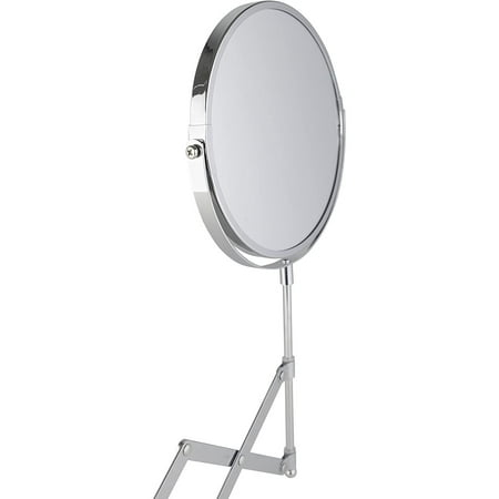 Led Telescopic Wall Mirror Cosmetic Light Height Adjustable And Extendable Metal 56 X 16 Cm Chrome Canada Led Telescopic Wall Mirror Cosmetic, Height Adjustable Makeup Mirror With Lights