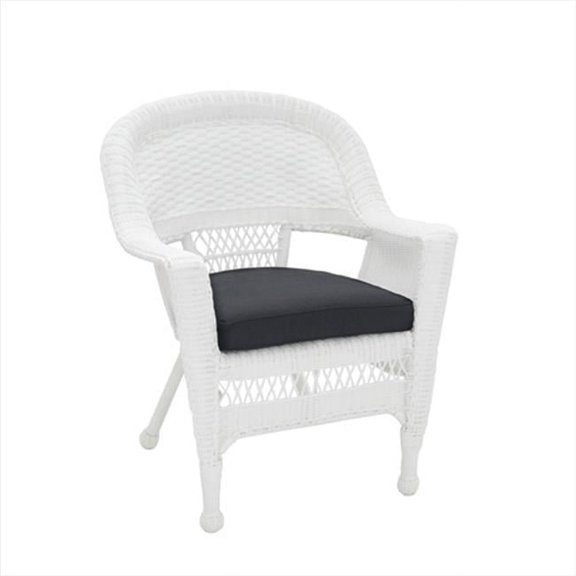 White Wicker Chair With Black Cushion