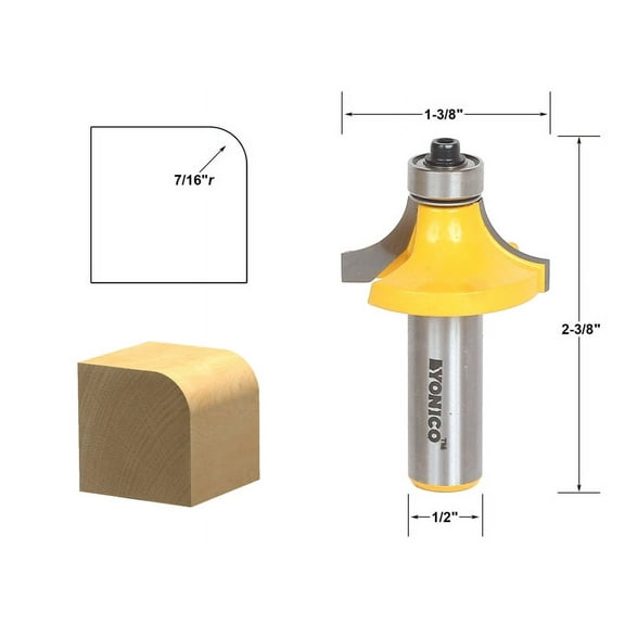 Yonico Round Over Edging Router Bit - 7/16" Radius - 1/2" Shank - 13165