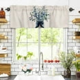 thumbnail image 3 of Blue Floral Valances for Windows Pastoral Eucalyptus Leaf Bow Vase Rod Pocket Curtain Valance Window Treatment Short Curtains for Kitchen Living Room, 60"x18", 3 of 5