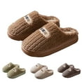 thumbnail image 5 of Xfvqtps Mens and Womens Fuzzy Slippers Fluffy Slippers Solid Color Simplicity Thickened Thick Bottom Non Slip Indoor House Warm Winter Cozy Plush Slippers Coffee, 5 of 6
