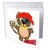 3dRose Cute Goofkins Leopard Pirate Cartoon, Greeting Card, 6 x 6 inches, single