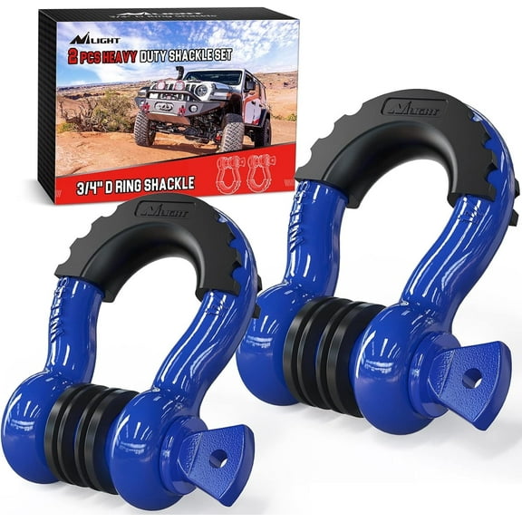 Nilight 2 Pack 3/4" D-Ring Shackle with 7/8" Screw Pin 41,887lbs Break Strength, Heavy Duty off Road Recovery Shackle with Isolators Washers for Use with Tow Strap, Winch, Off-Road Jeep Truck Vehicle