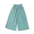 thumbnail image 4 of Gubotare Kids Harem Pants Girls Wide Leg Pants Kids Fashion Lace Hem Elastic Waist Pants Slacks with Pockets Size 6-7 (Light Green,6-7 Years), 4 of 4