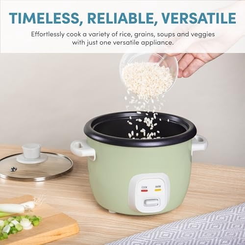 ® Mini Rice Cooker, 2-Cup (Uncooked) / 4-Cup (Cooked), Grain Cooker, Soup Maker, Oatmeal Cooker, Auto Keep Warm, 1 Qt, Light Green