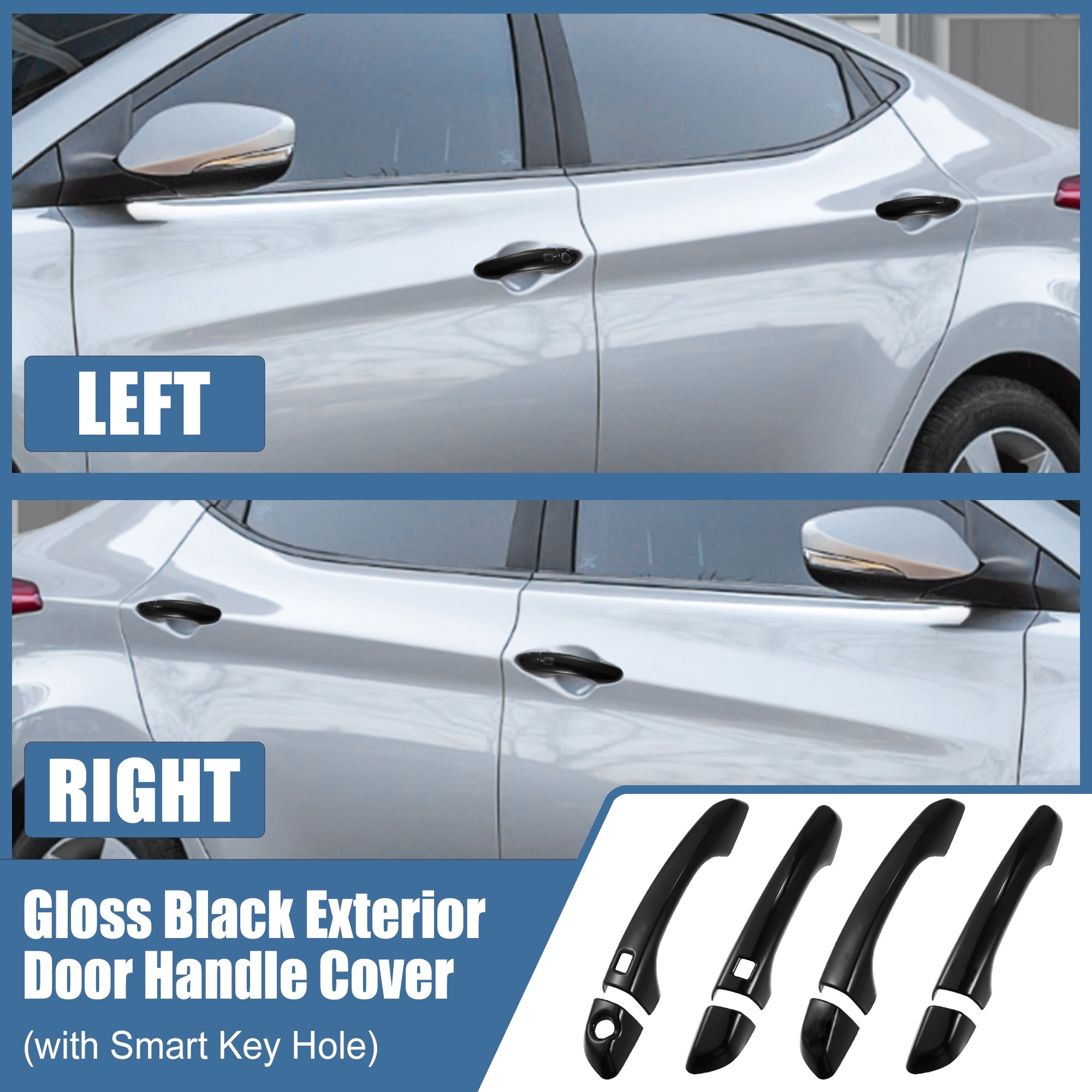 Unique Bargains 8pcs ABS Exterior Door Handle Cover for Hyundai Elantra 2017-2020 Black