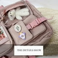 thumbnail image 6 of JAHH Cute Backpack with Cute Pin Accessories Plush Pendant Cute School Cute Aesthetic Solid Color Backpacks Schoolbag, 6 of 8