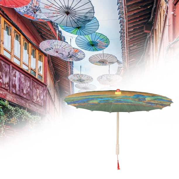 de papel aceitado Sombrilla de papel de aceite de estilo oriental hecho a mano con bolsa de almacenamiento 27.56 " de baile clásico Estilo F Salvador sombrilla china