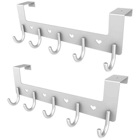 

2 Packs Hooks on the Hooks on the Door Hooks No No Wall Hanging Clothes Coat Hooks on the Hook Hangers Clothes Hooks with 5 Hooks