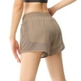 thumbnail image 5 of Homenesgenics Shorts for Women Plus Size Lightweight Breathable Sporty Women's Mesh Sports Shorts Loose Comfortable Dry Wide Leg Pants Yoga Stretch Wear Fitness Pants Brown L, 5 of 6