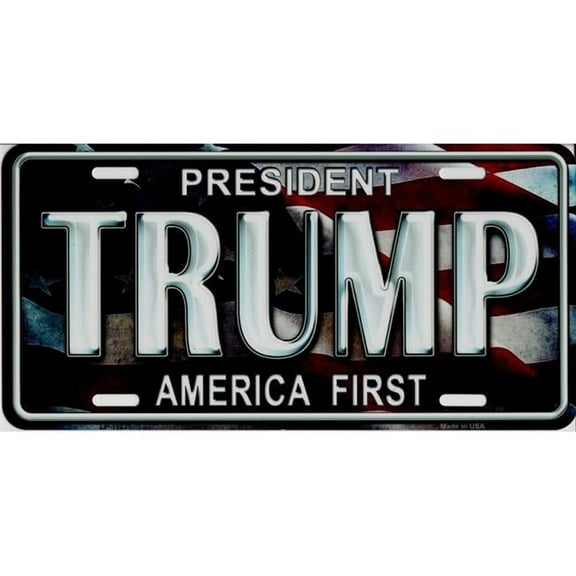 President Trump America First Metal License Plate