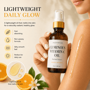 Luminous Vitamin C Oil for Face & Body – Lightweight Fragrance Free Body Oil with Stable Vitamin C, Jojoba Oil, Grapeseed & Coconut Oil – Fast Absorbing Glow Oil for Dry Dull Skin – 4 oz