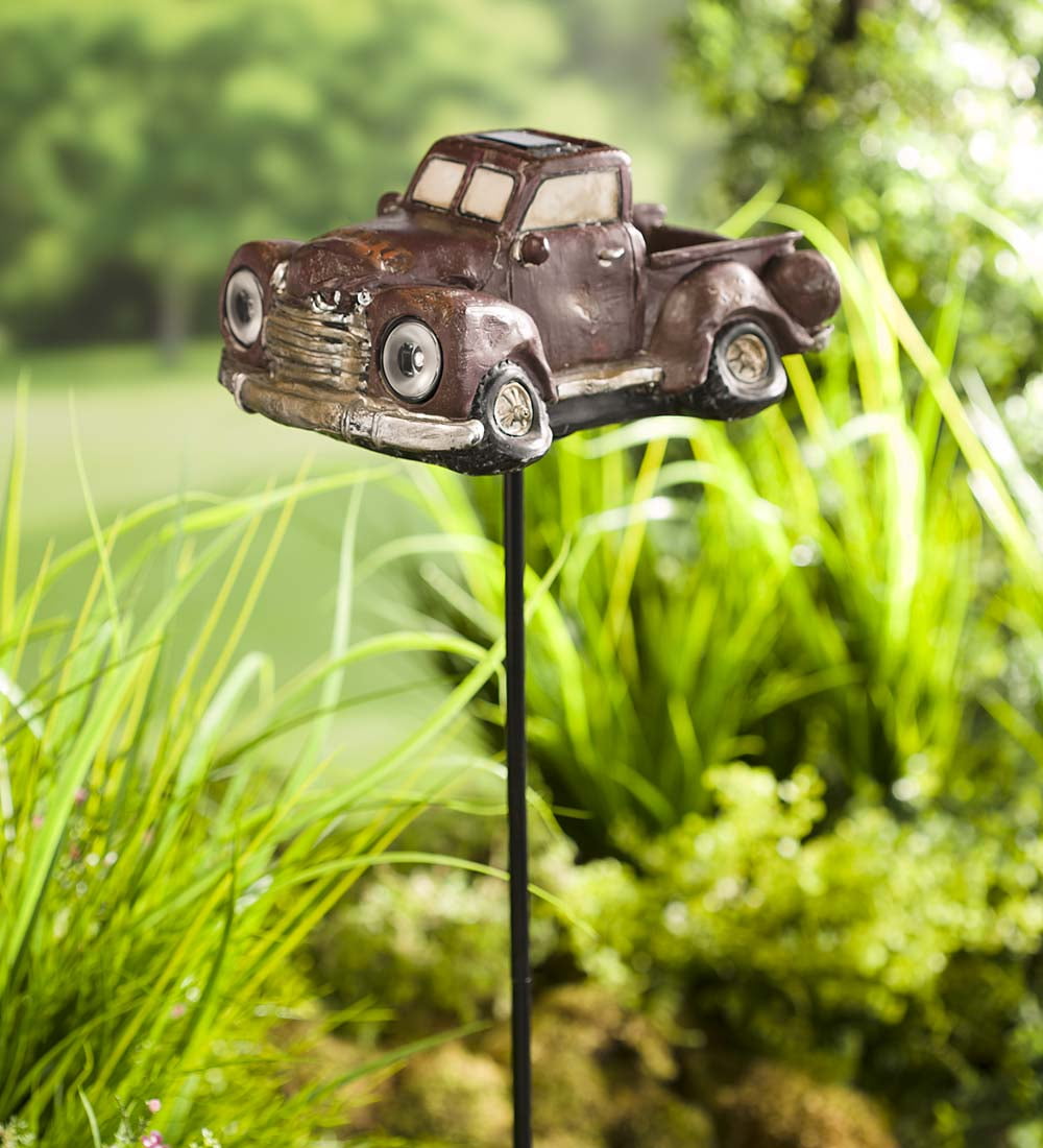 Solar Antique Pickup Truck Garden Stake