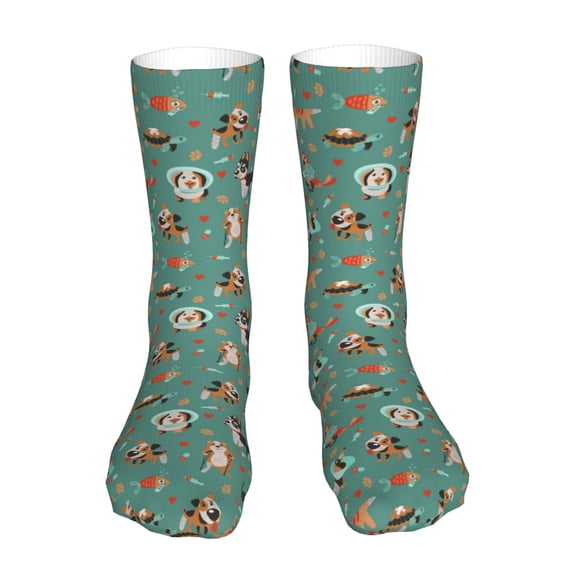 Xecao Veterinary Clinics Print Fashion No Heel Casual Crew Socks Cushioned Breathable for Men Women - Moisture wicking,Not easy to fade Suitable for daily