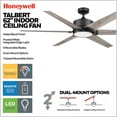 thumbnail image 2 of Honeywell Talbert Ceiling Fan, Color Changing LED and Remote, 62", Matte Black, 2 of 10