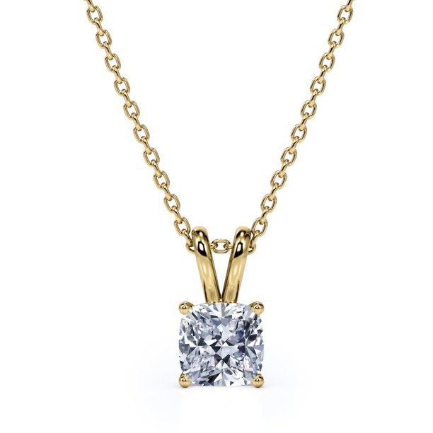 Collar Colgante de Moissanita JeenMata 1,5 Quilates En Baño de Oro Amarillo de 18 K sobre Plata