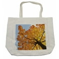 thumbnail image 1 of Leaves Shopping Bag, Autumn Maple Tree from Bottom to Top View Environment Flora Season November Print, Eco-Friendly Reusable Bag for Groceries Beach and More, 15.5" X 14.5", Cream, by Ambesonne, 1 of 2