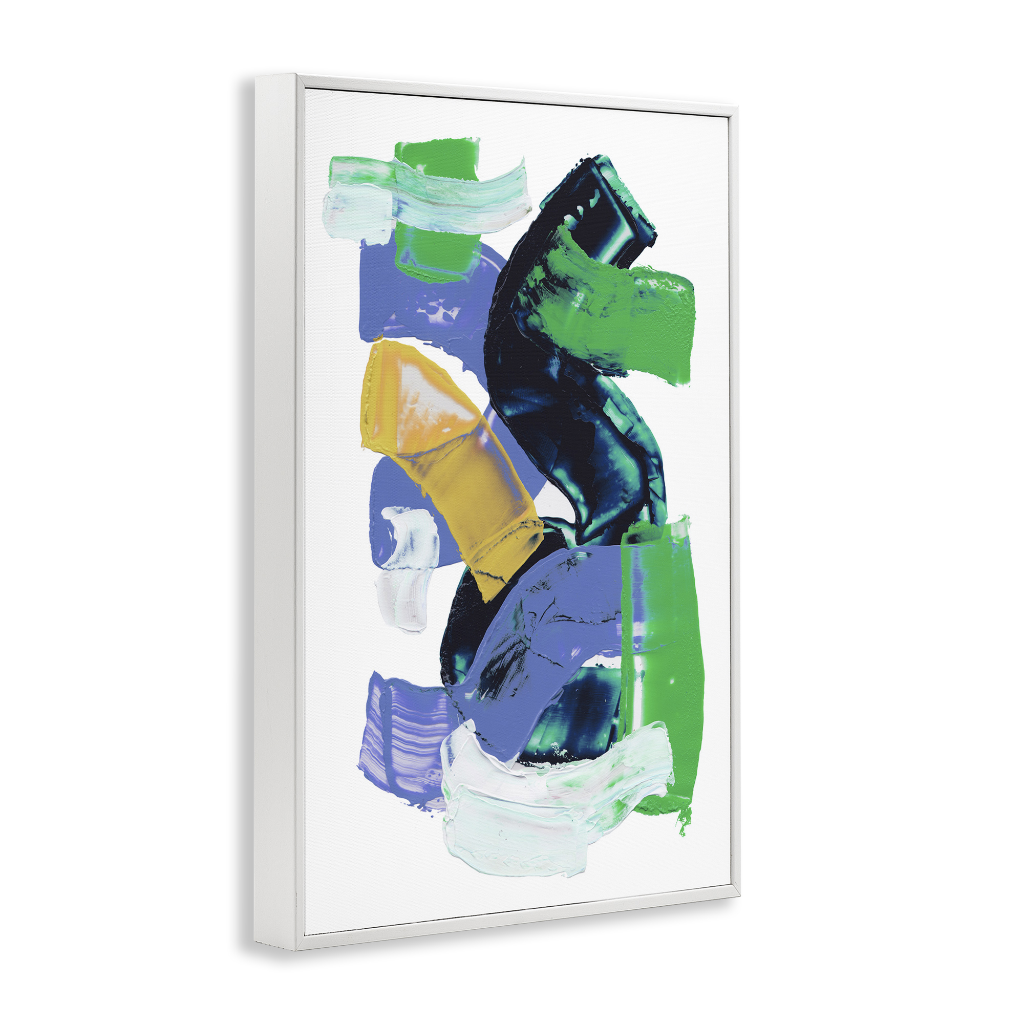 Stupell Industries Expressive Bold Brush Strokes Abstract Painting White Framed Art Print Wall Art, 12 x 18