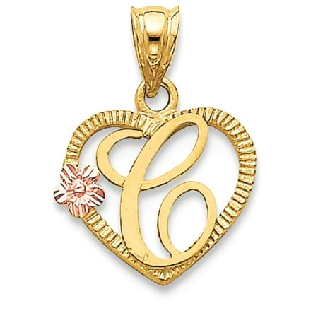 ICE CARATS 14kt Two Tone Yellow Gold Initial Monogram Name Letter C In Heart Pendant Charm Necklace Fine Jewelry Ideal Gifts For Women Gift Set From Heart