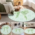 thumbnail image 5 of Large Round Rug 8Ft Washable Non-Slip, Green Bow Circle Area Rugs for Living Room Bedroom, Cute Bowknot Minimalist Solid Color Indoor Floor Mats Carpet Runner for Home Decor, 5 of 8