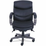 La-Z-Boy Woodbury Mid-Back Executive Chair, Supports Up to 300 lb, 18.75 to 21.75 Seat Height, Black Seat/Back, Weathered Gray Base