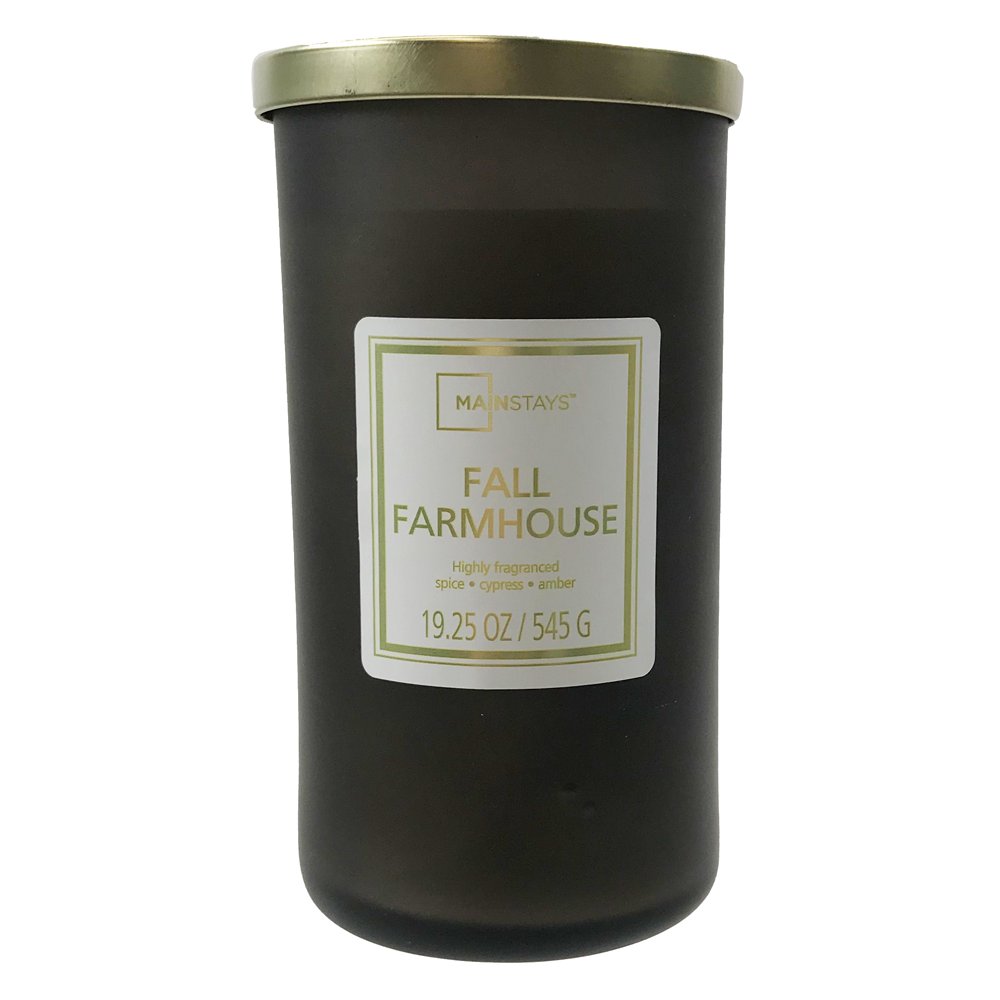 Mainstays Fall Farmhouse Frosted Glass SingleWick Candle, 19 oz