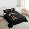 thumbnail image 3 of Homewish Personalized Initial Bow Knot P 3-Piece Full Size Comforter Sets for Boys Girls,Gothic Boho Damask Bedding Comforter Set,Leopard Print Lightweight Bedding Sets,Lightweight Room Decor, 3 of 8