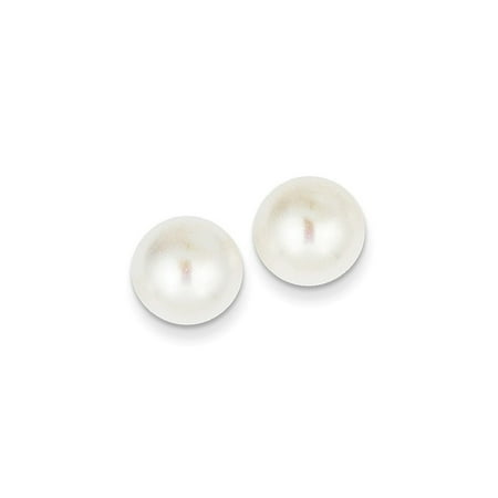 11mm Pearl Earrings - 14k Yellow Gold 11mm White Button Freshwater Cultured Pearl Stud Post Earrings Ball Gifts For Women For Her