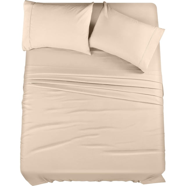 King Bed Sheet Set Piece Bedding Soft Brushed Microfiber Fabric Shrinkage & Fade Easy Care ()